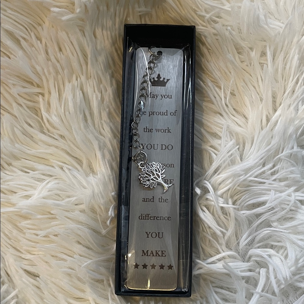 Silver Inspirational Bookmark with Tree Charm